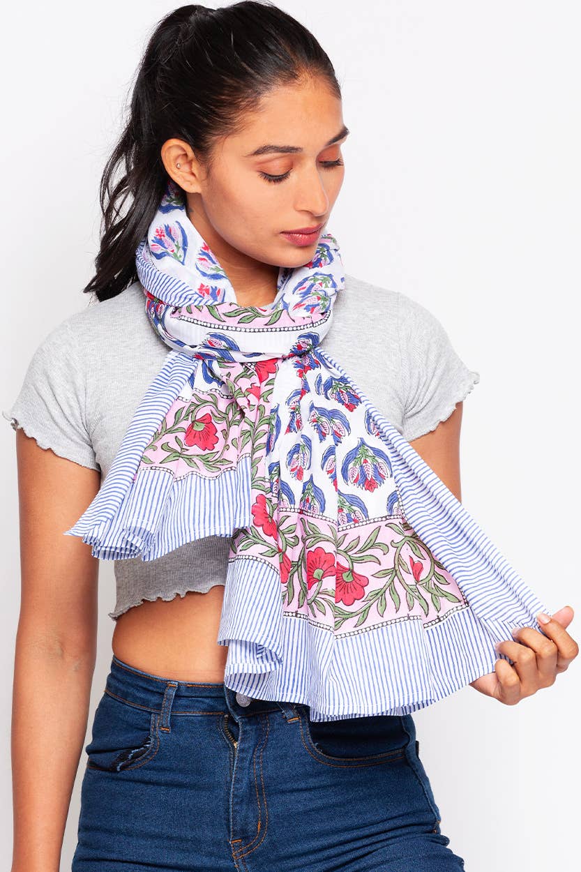 Sunanda Block Print Sarongs : Indigo & White