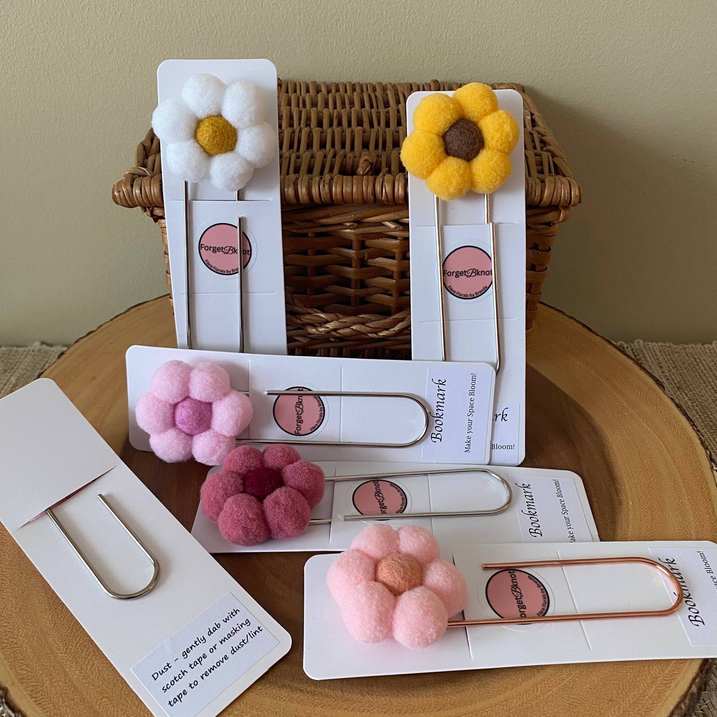 Flower Bookmark/ Oversized Paper Clip/ Pompom & Felt Flower : Sunflower