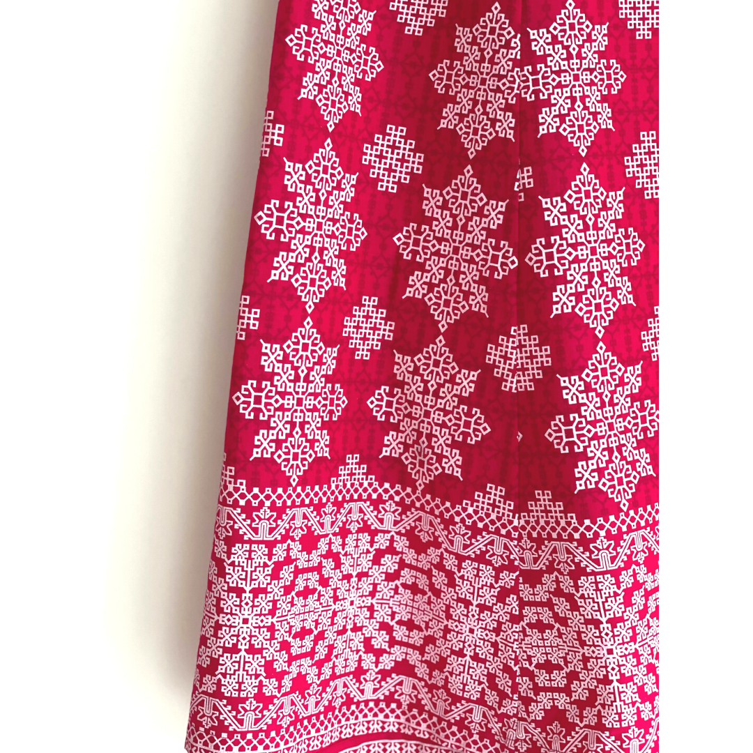 Wrap Skirt - Boho Gypsy Skirt - Bright Pink + White border: 36