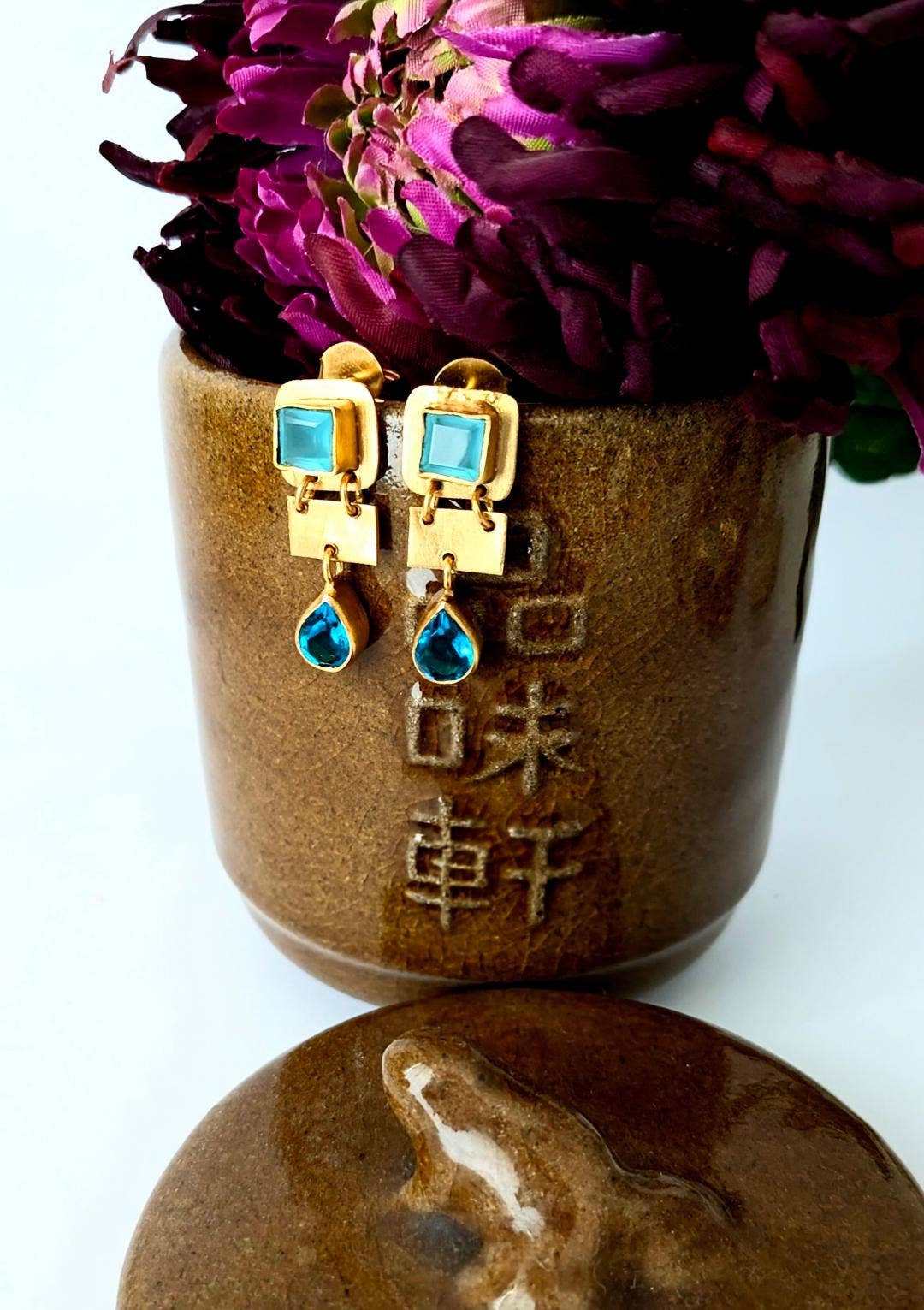 SPRING Aquamarine and Apatite Earrings: Peridot