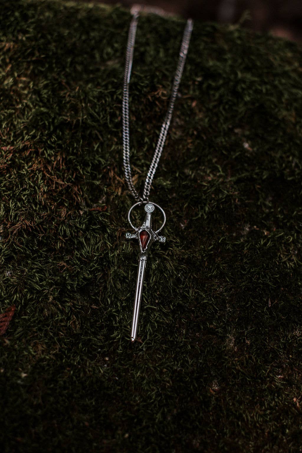 Morrigan Sword Necklace – Garnet & Sterling Silver