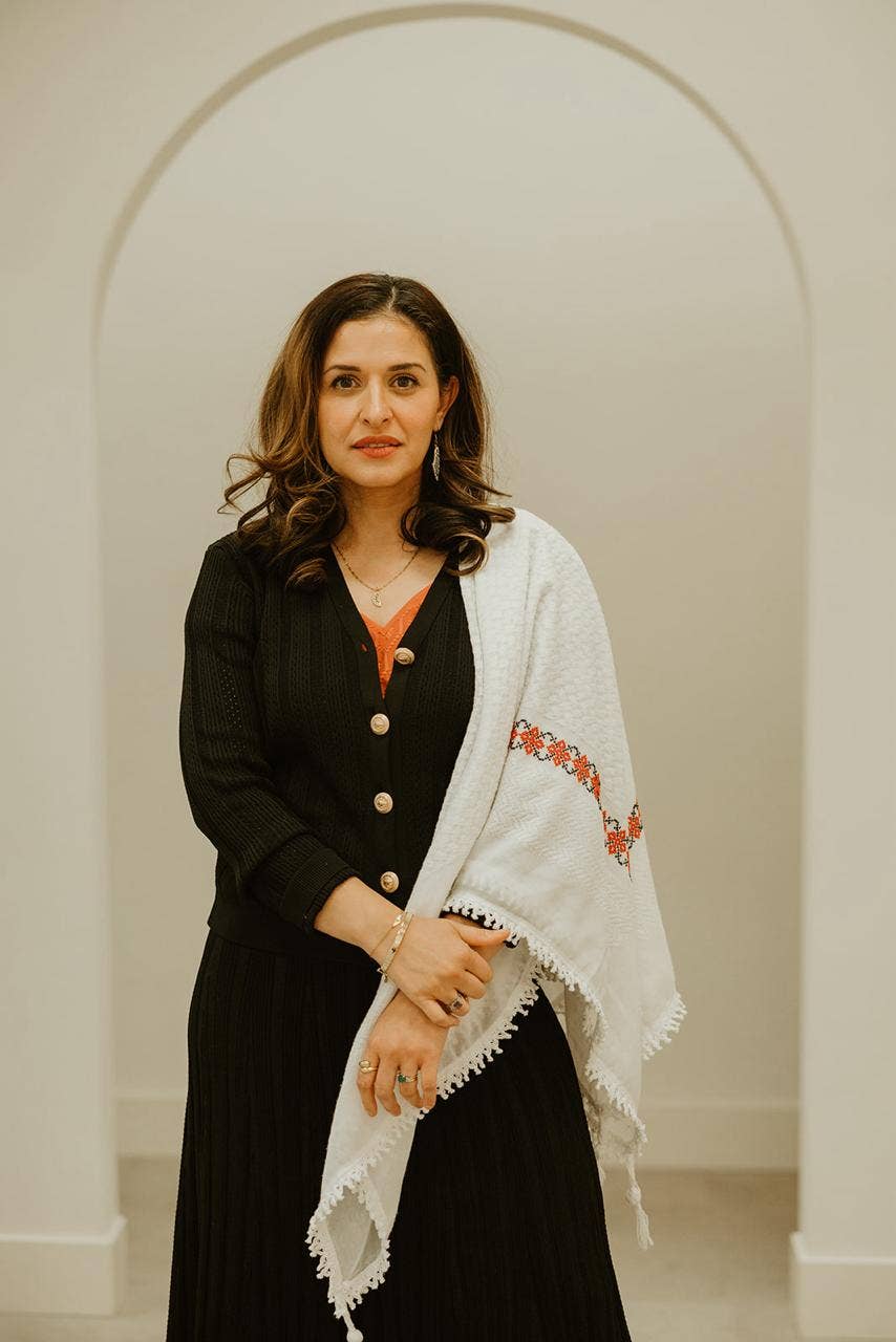 White on White - Hand Embroidered Poppy Kuffiyeh