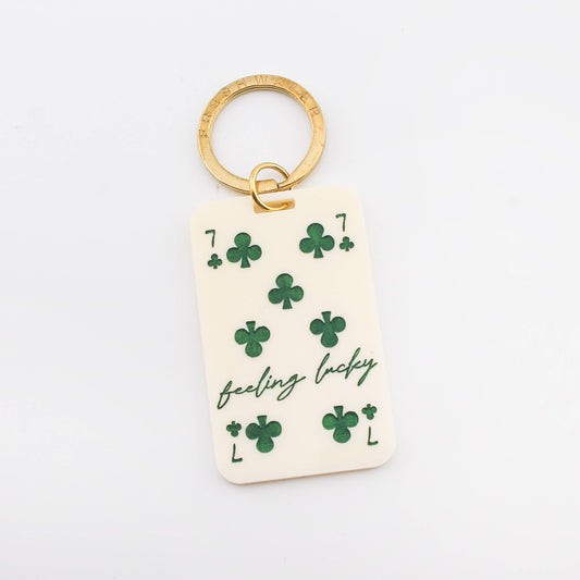 Limited Edition Feeling Lucky Keychain in Cream: Keychain with Hang Tag