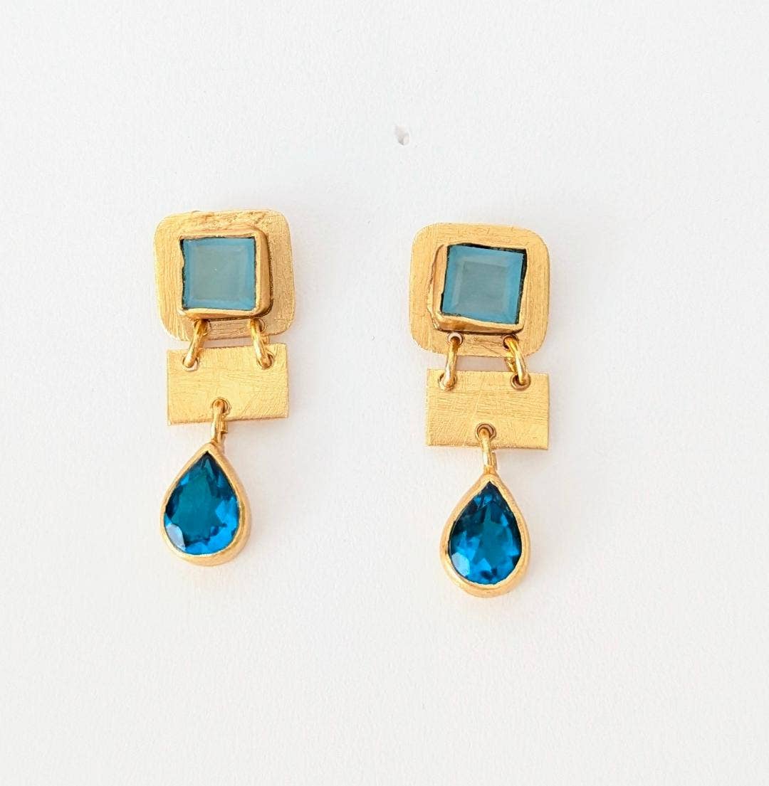 SPRING Aquamarine and Apatite Earrings: Peridot