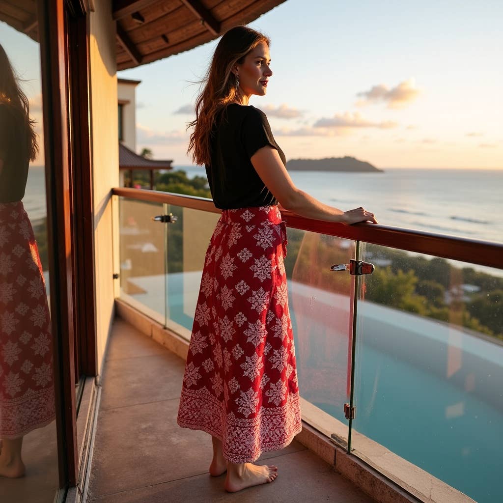 Wrap Skirt - Boho Gypsy Skirt - Bright Pink + White border: 36