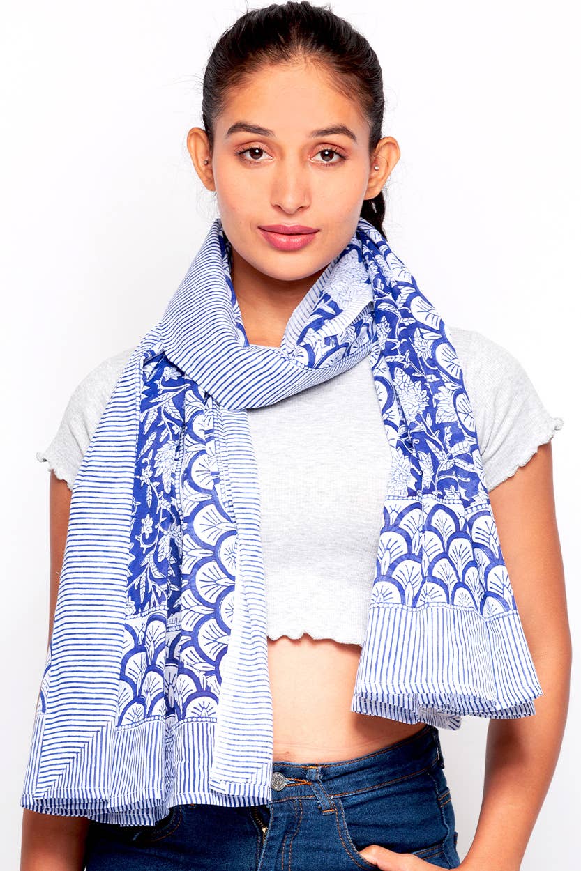 Sunanda Block Print Sarongs : Blue & Pink