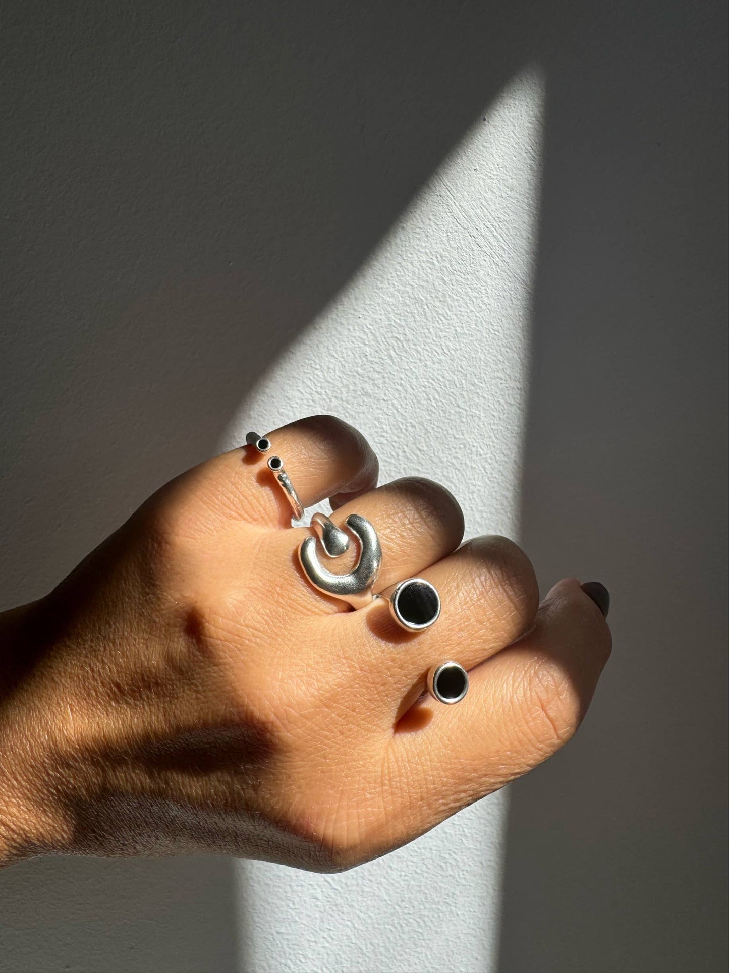 Stackable Silver Rings Set, Thin Ring Women, Silver Rings: Half Moon Ring