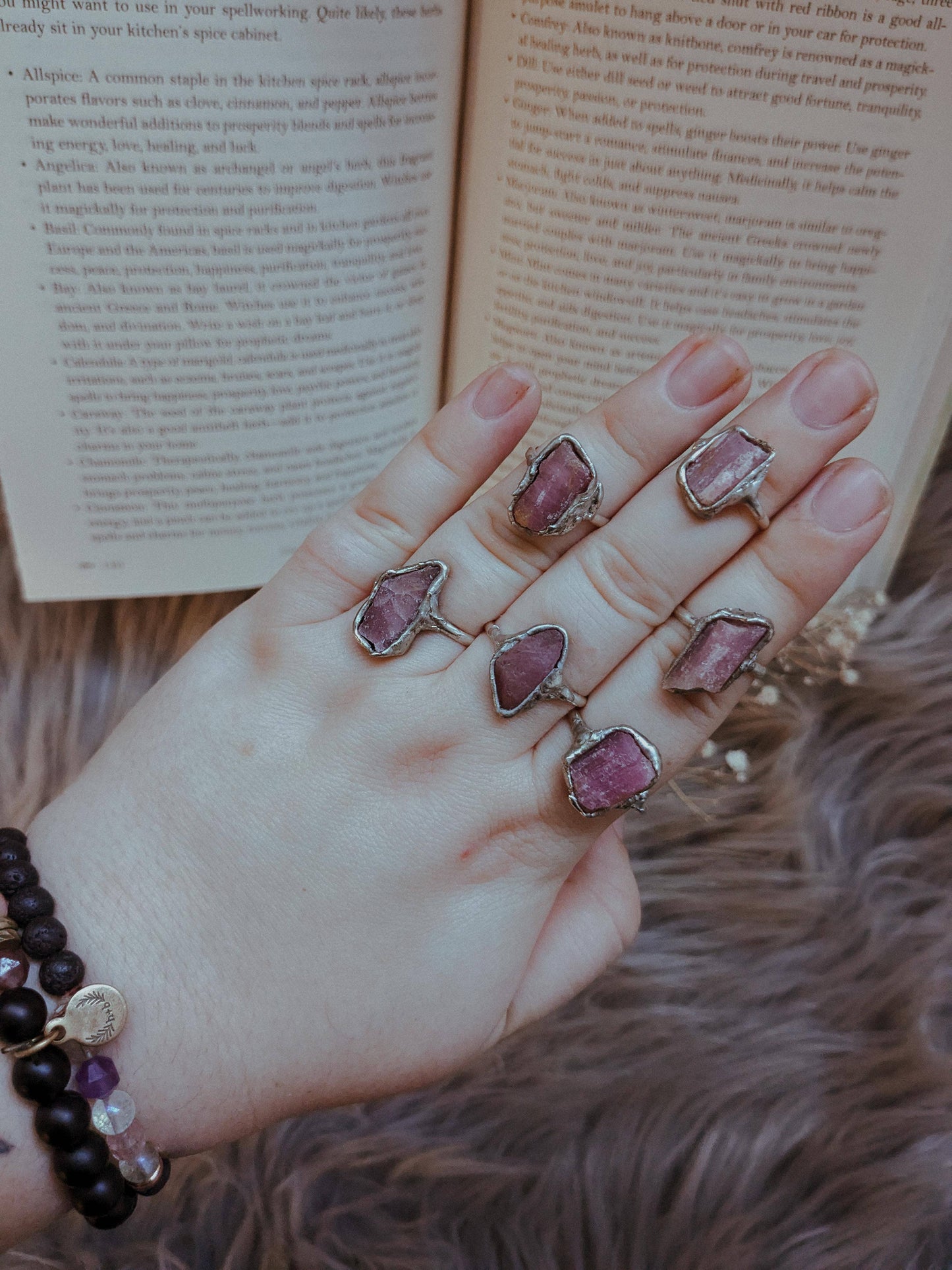 Raw Pink Tourmaline Ring: 6