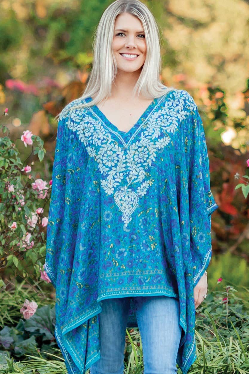 Blue Demira Hand Embroidered Top