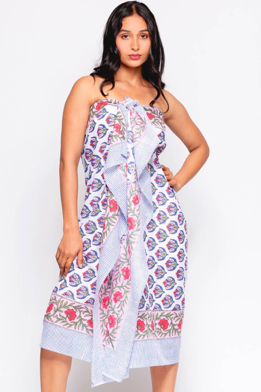 Sunanda Block Print Sarongs : Indigo & White