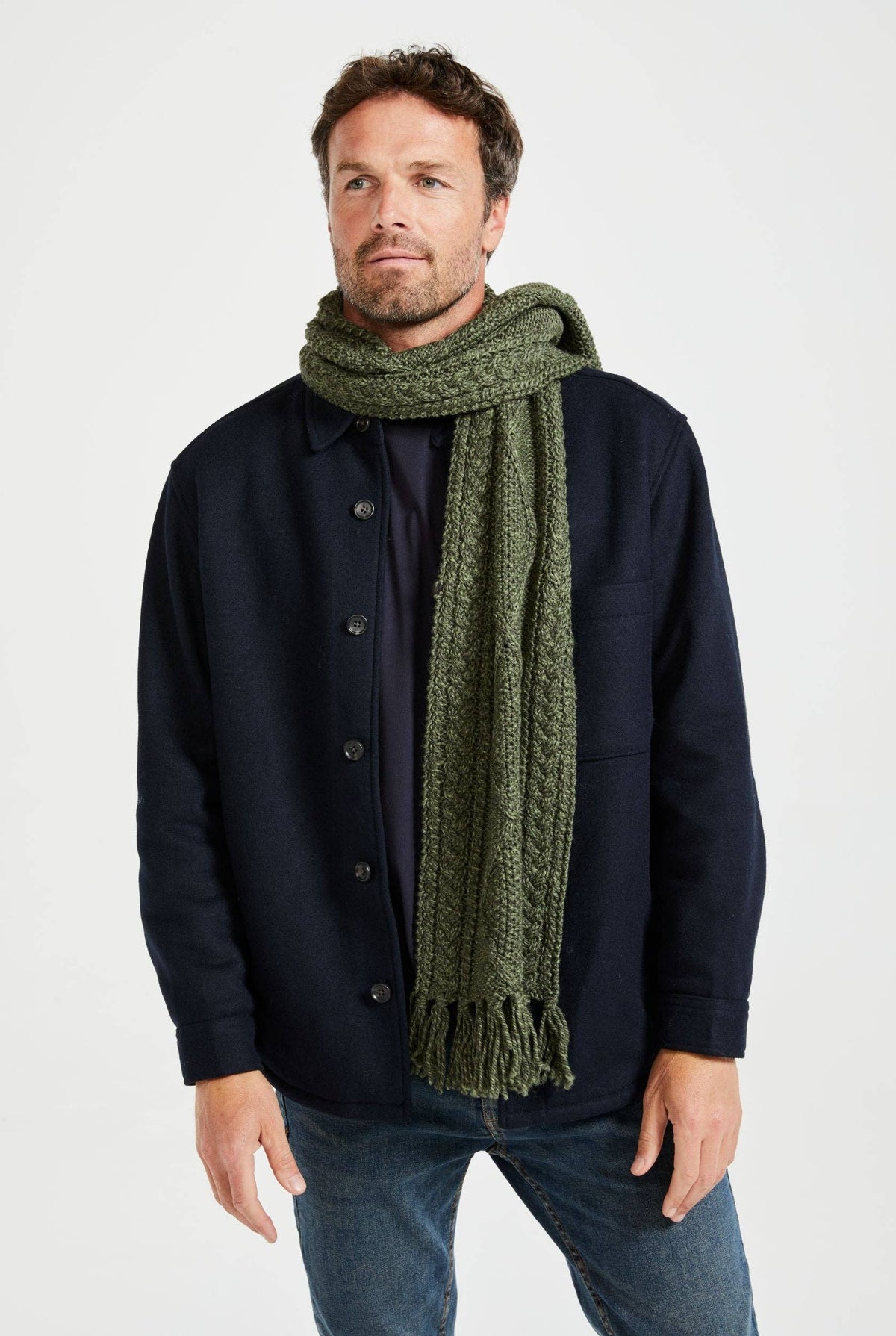 Kinard Aran Scarf -Green: ONE SIZE