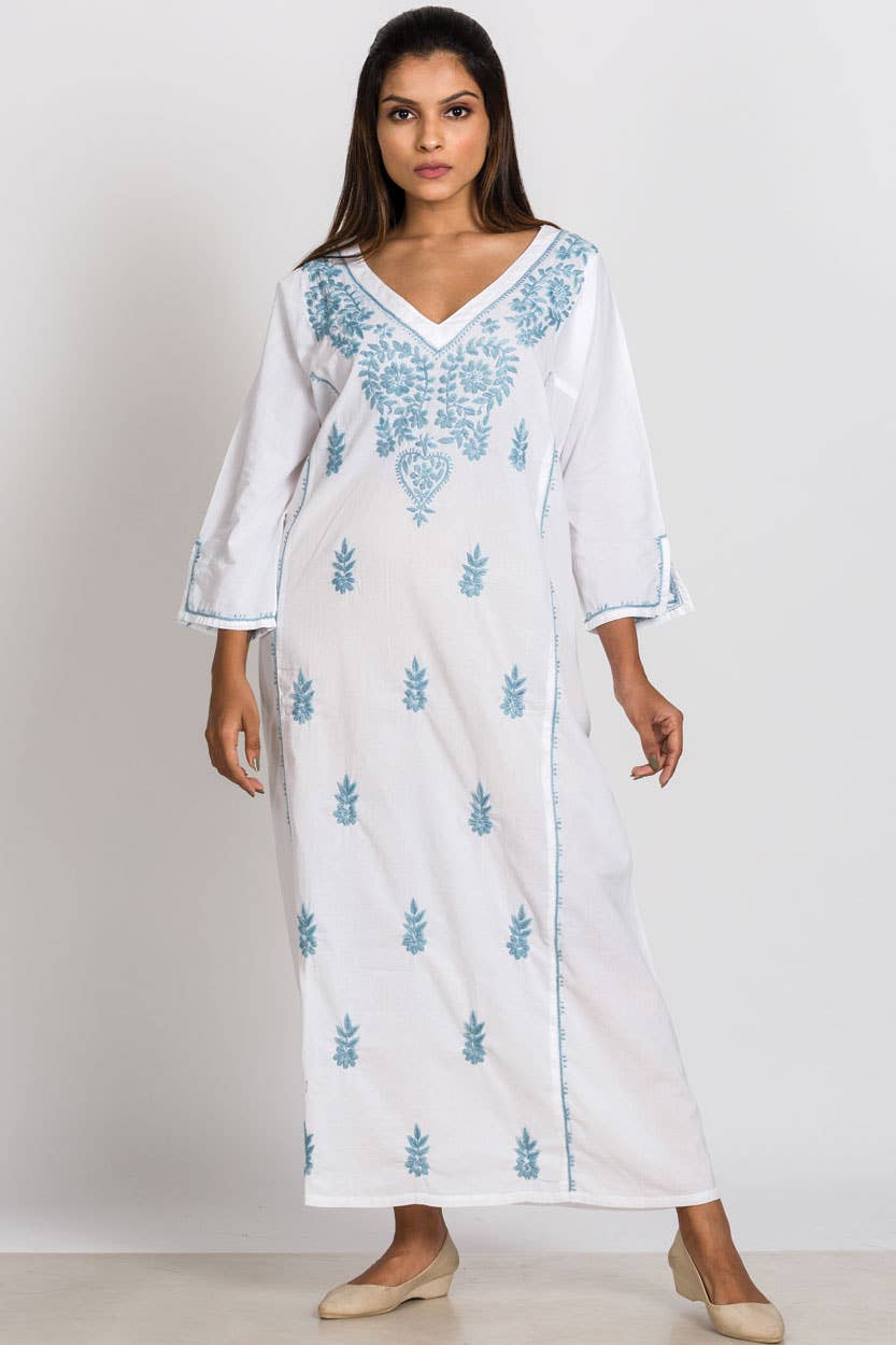 Parama Embroidered Caftans: Navy