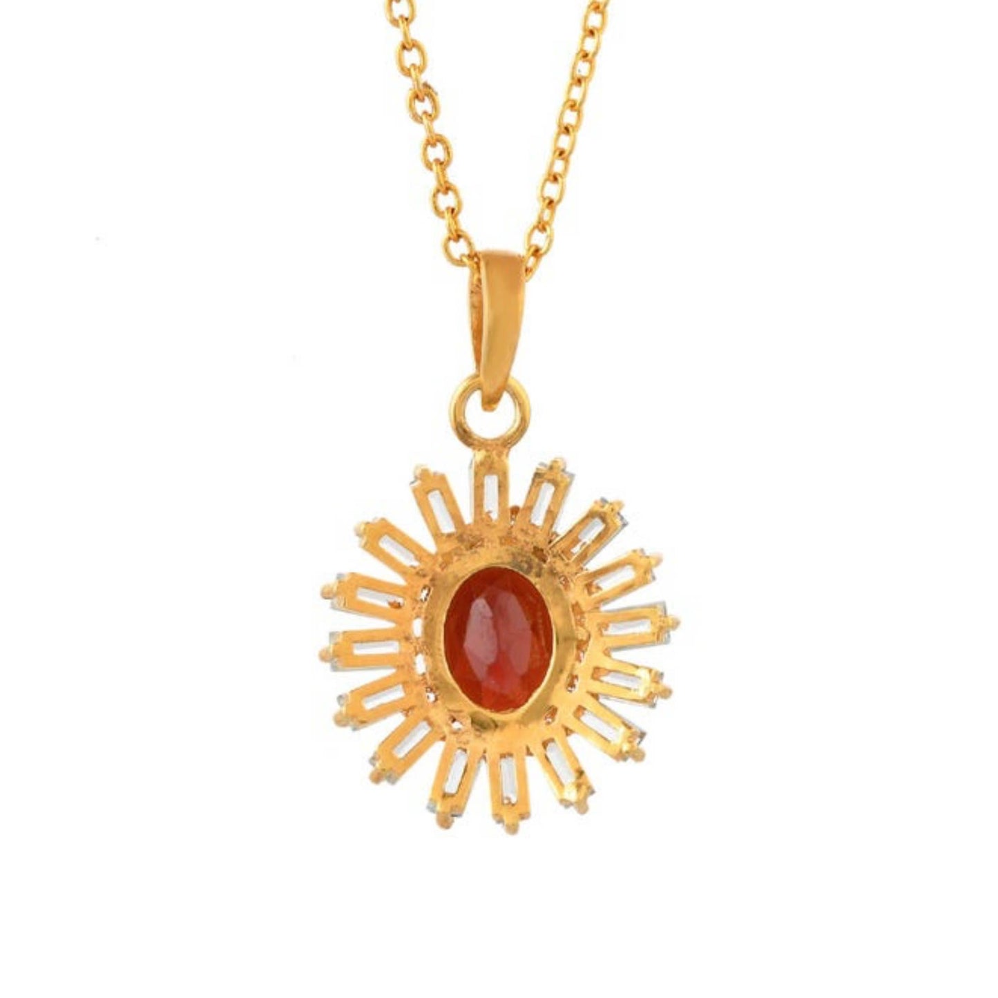 Garnet & White Topaz Gold Plated Necklace