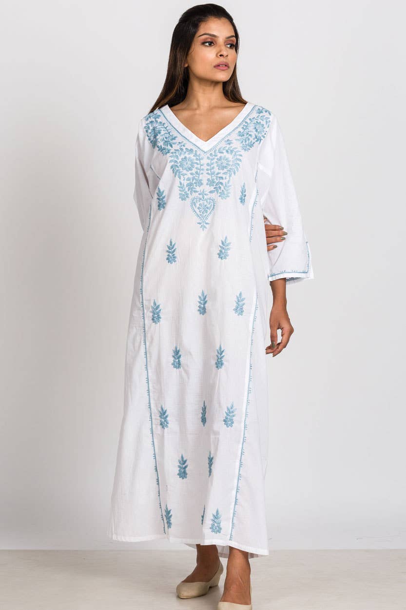 Parama Embroidered Caftans: Navy