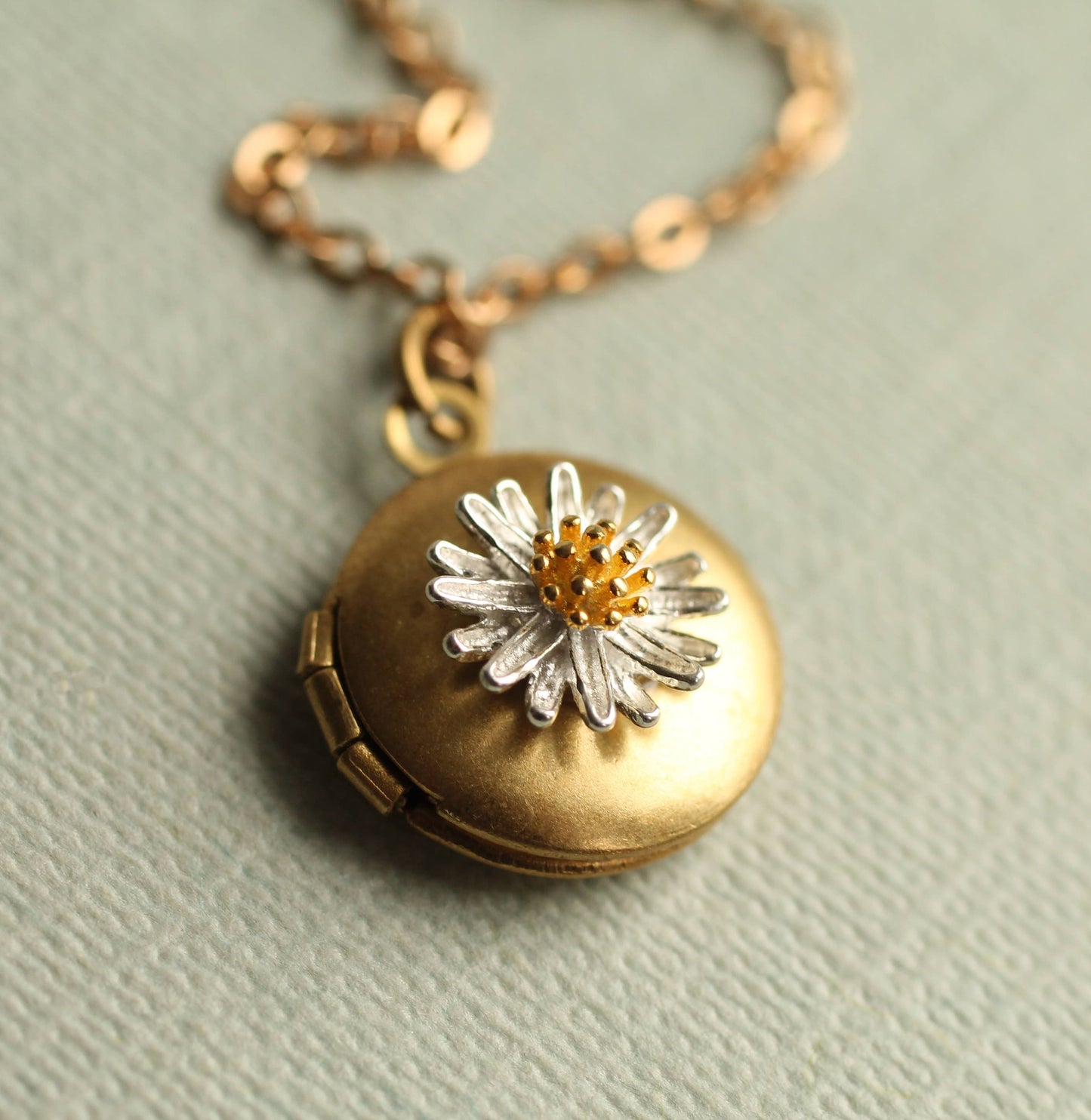 Tiny Gold Daisy Locket