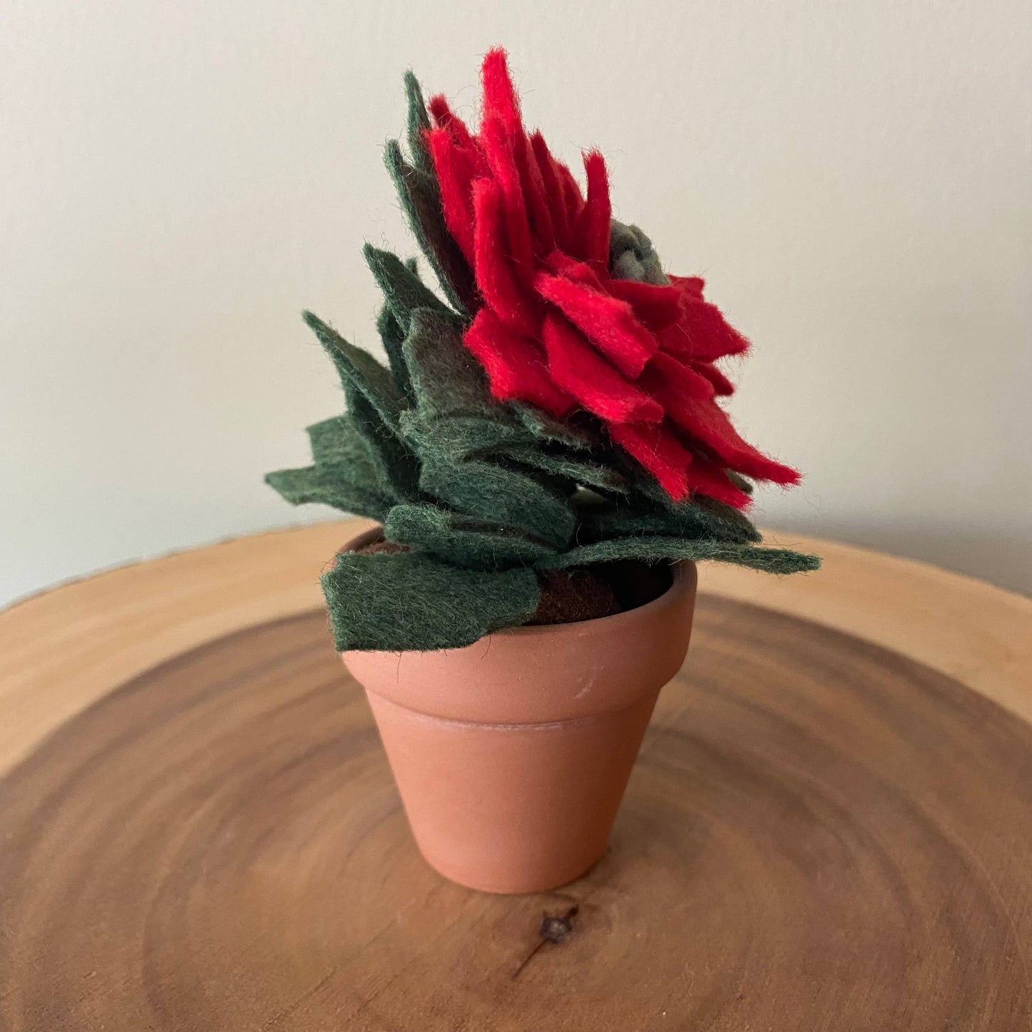 Holiday Mini Felt Poinsettia in Terracotta Pot