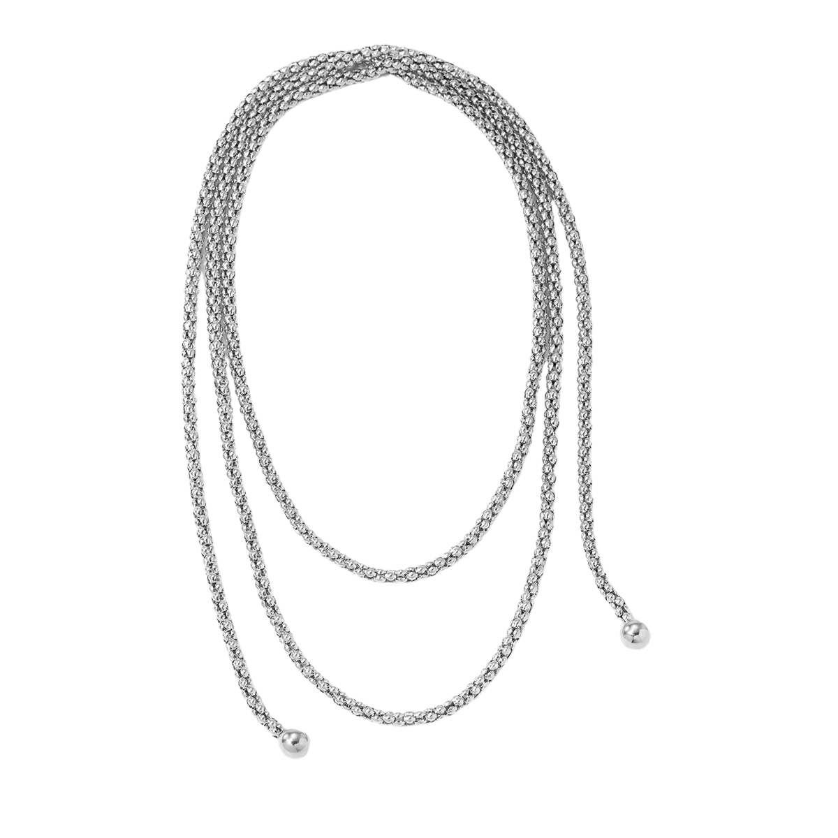 Audrey Lariat Rope Tassel Ball Chain Wrap Steel Necklace: Yellow Gold