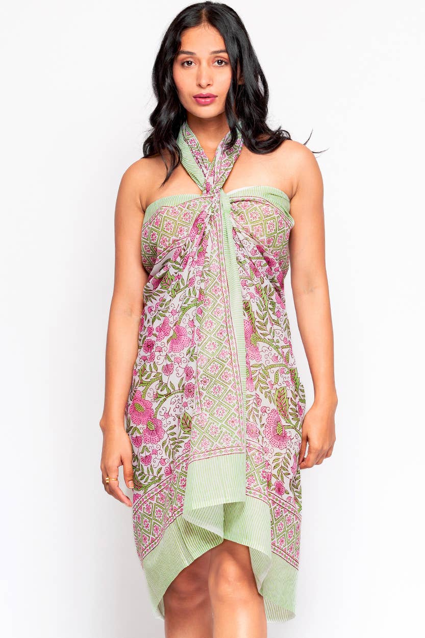 Sunanda Block Print Sarongs : Indigo & White