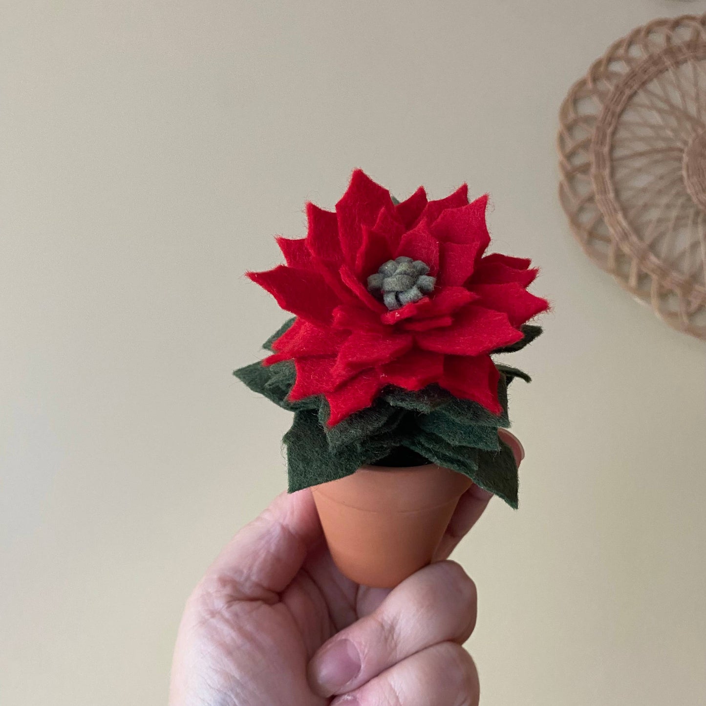 Holiday Mini Felt Poinsettia in Terracotta Pot