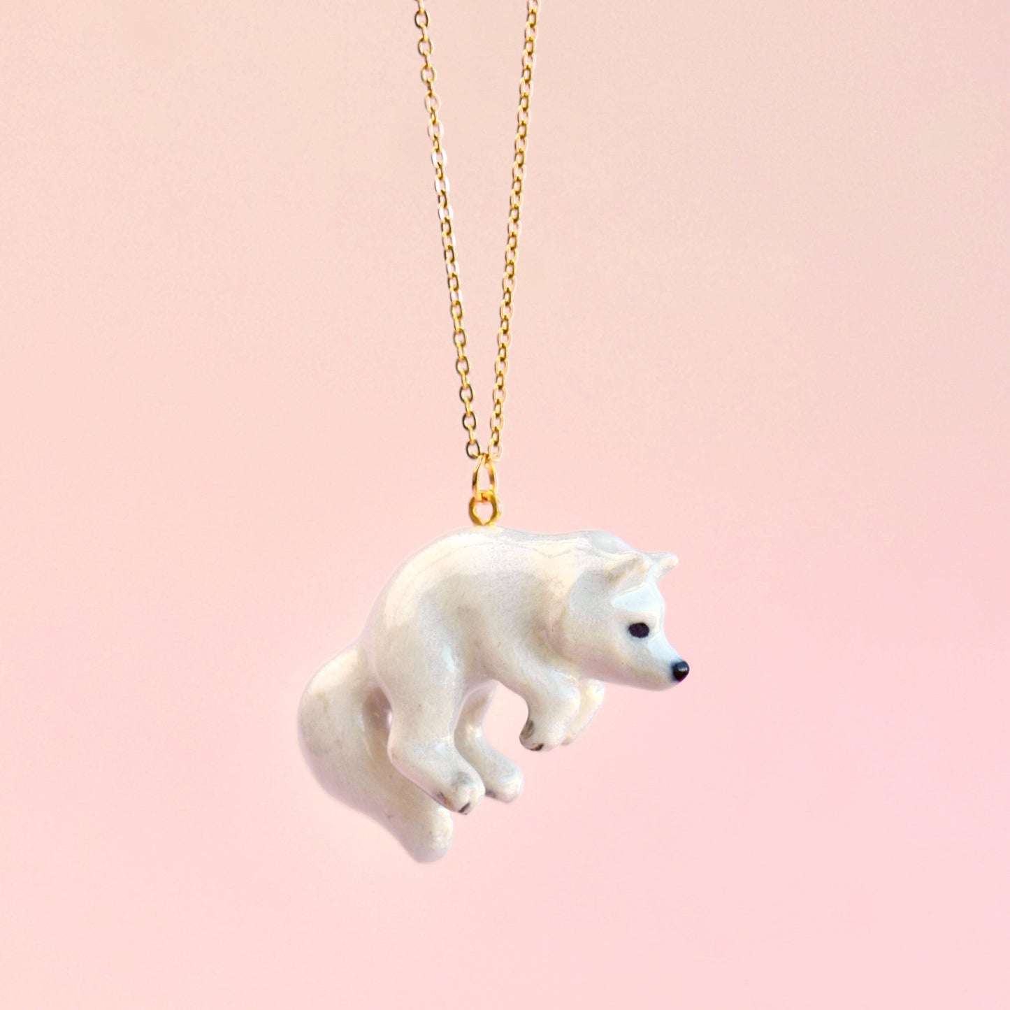 Porcelain Polar Fox Necklace