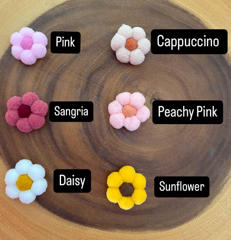 Flower Magnets/ Handmade Pompom & Felt Flower Magnet set: Sunflower