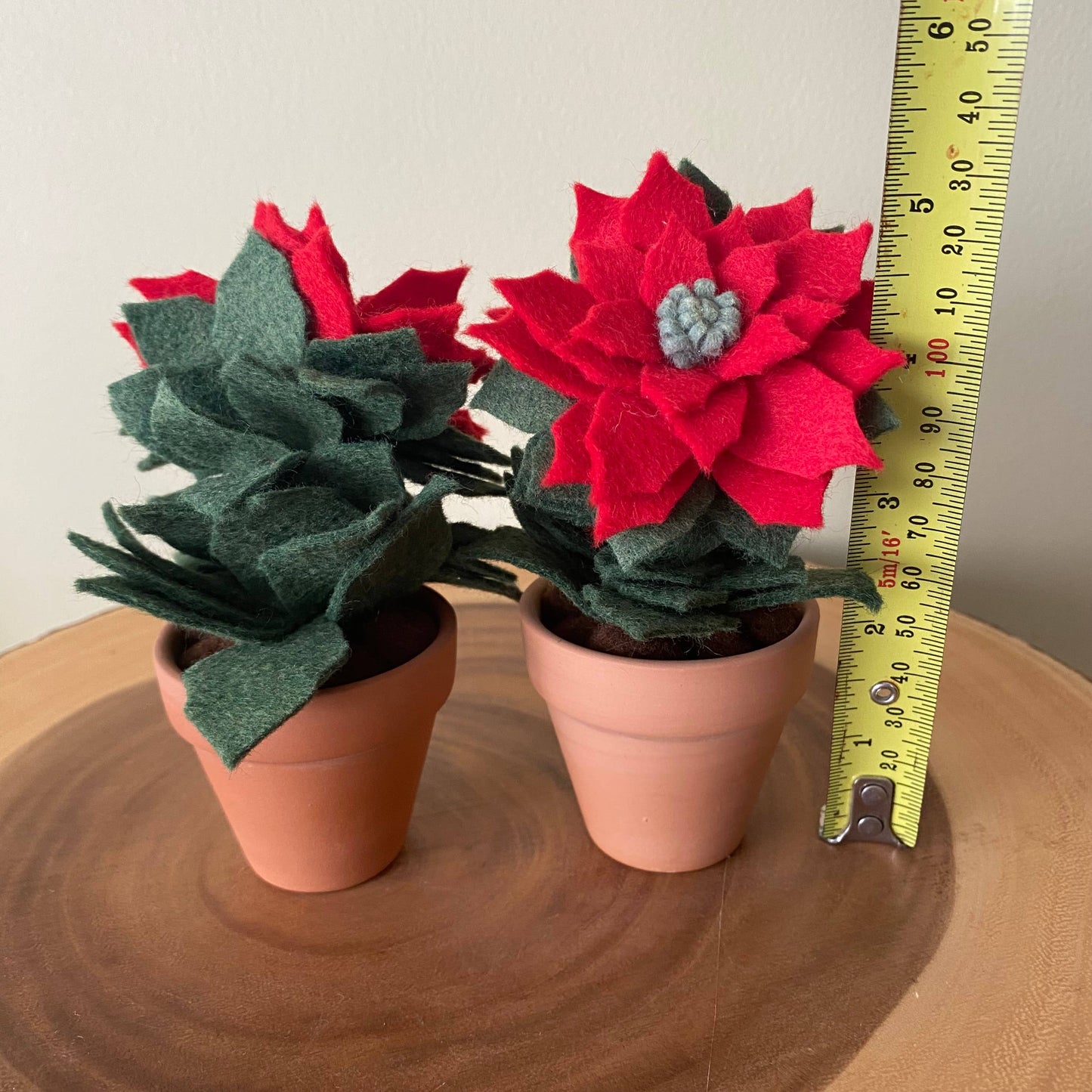 Holiday Mini Felt Poinsettia in Terracotta Pot