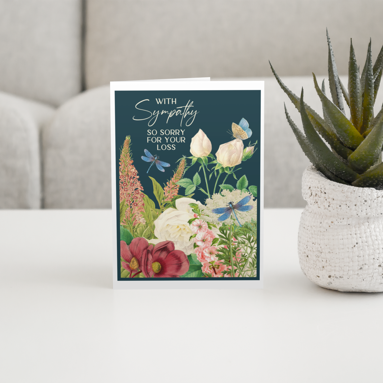 Sympathy Card. With Sympathy So Sorry For Your Loss.