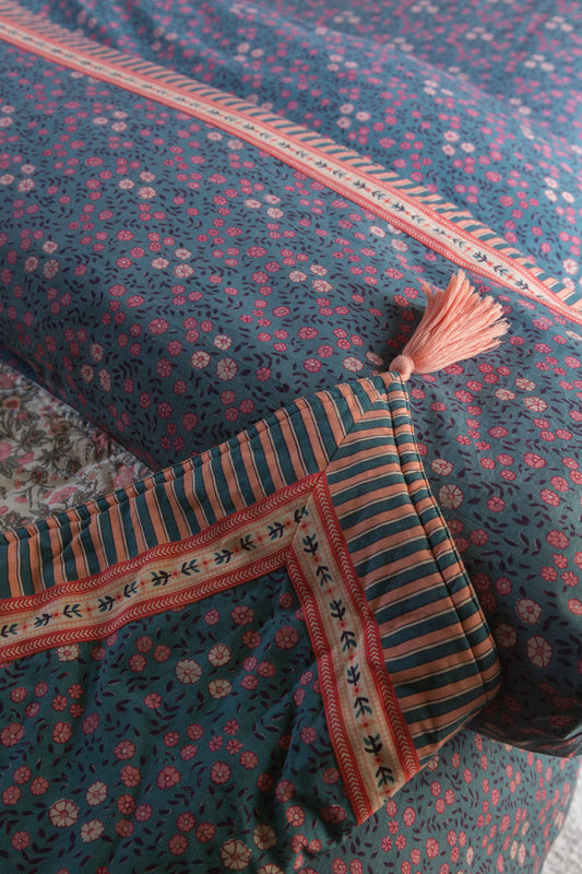 Enoha Plaid - flowers - blue - pink - cream: Sbsgarden-ivory Ench / M