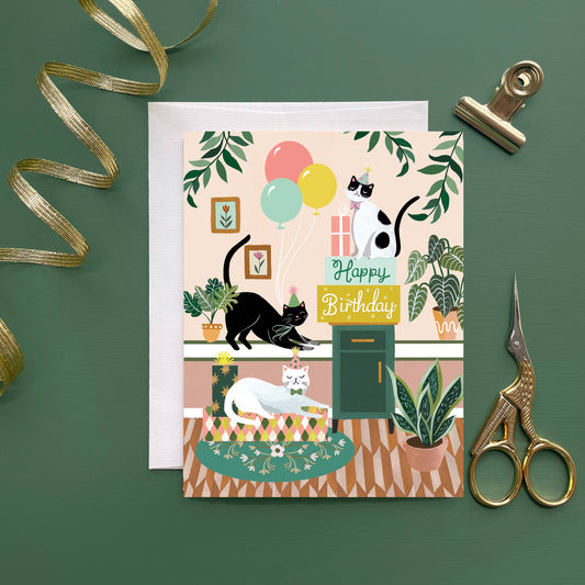 Cats & Plants  | Stationery  | Birthday Greeting Card