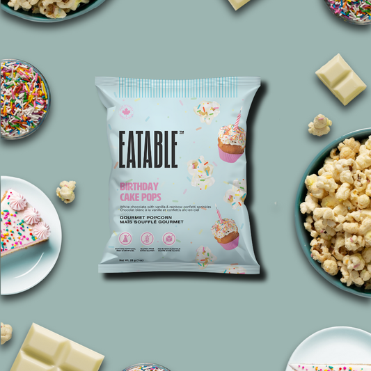 Mini Birthday Cake Pops - White Chocolate Rainbow Popcorn