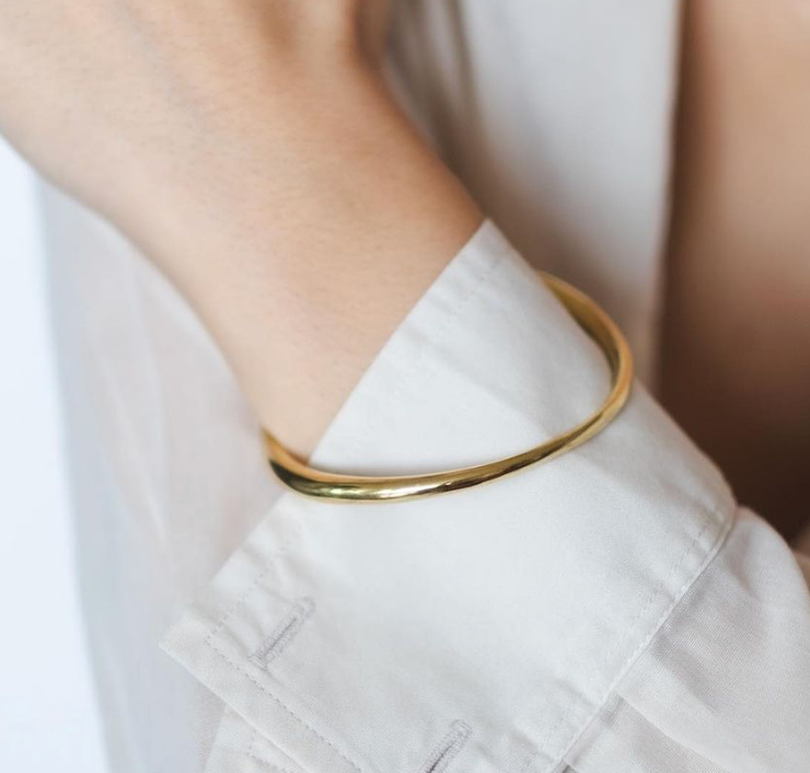 Sofia-Hinge Bangle 14K Gold Stainless Steel Waterproof: Yellow Gold