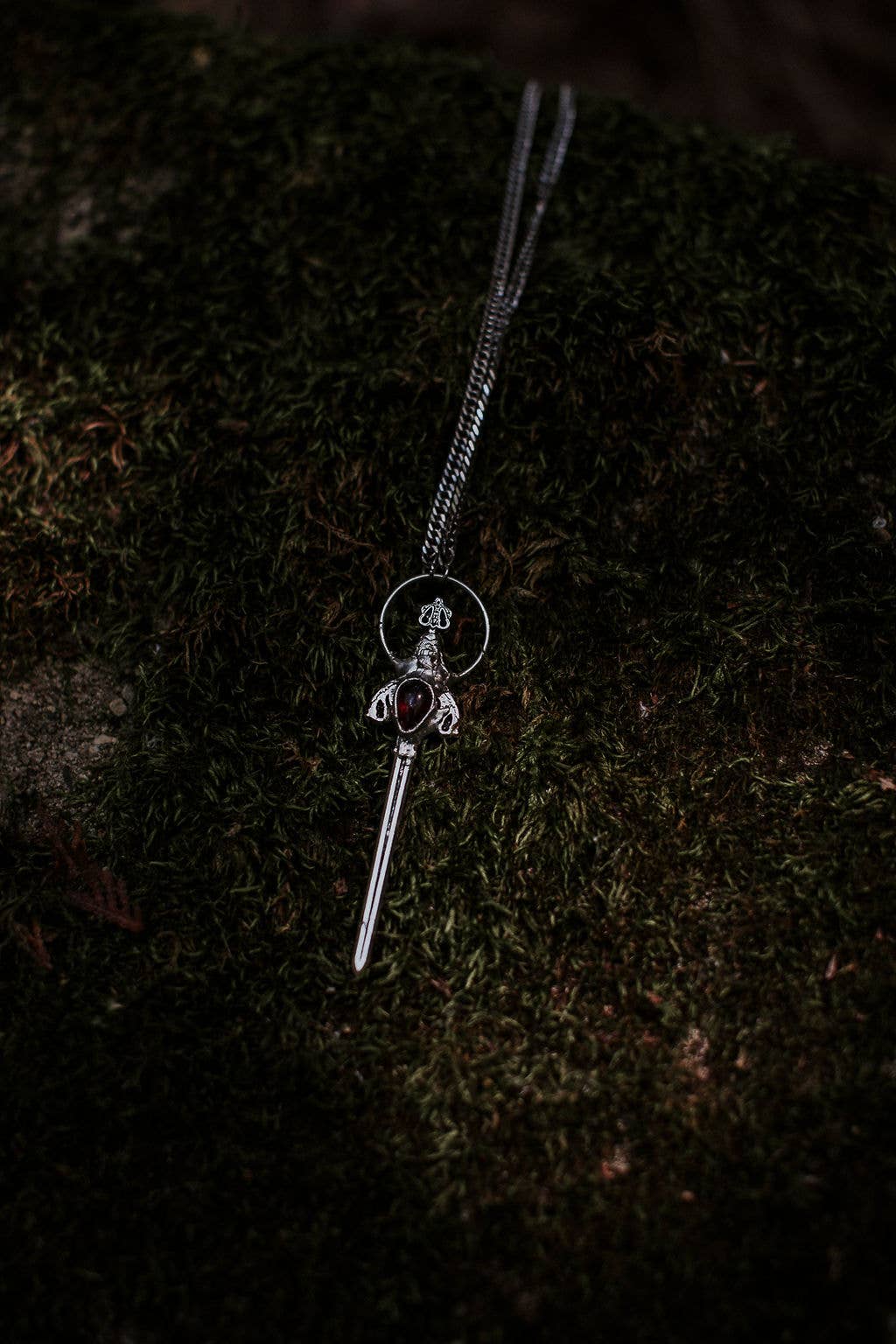 Manon Sword Necklace – Garnet & Sterling Silver