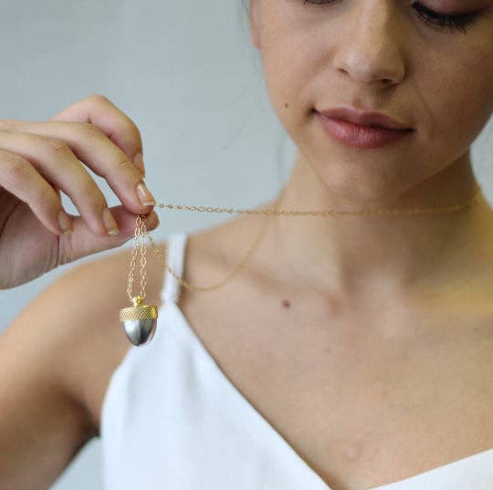 Personalised Acorn Locket Necklace