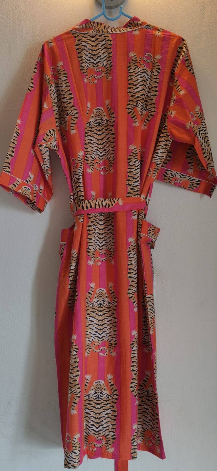 Cotton Kimono/Robe: Pink & Orange Tiger