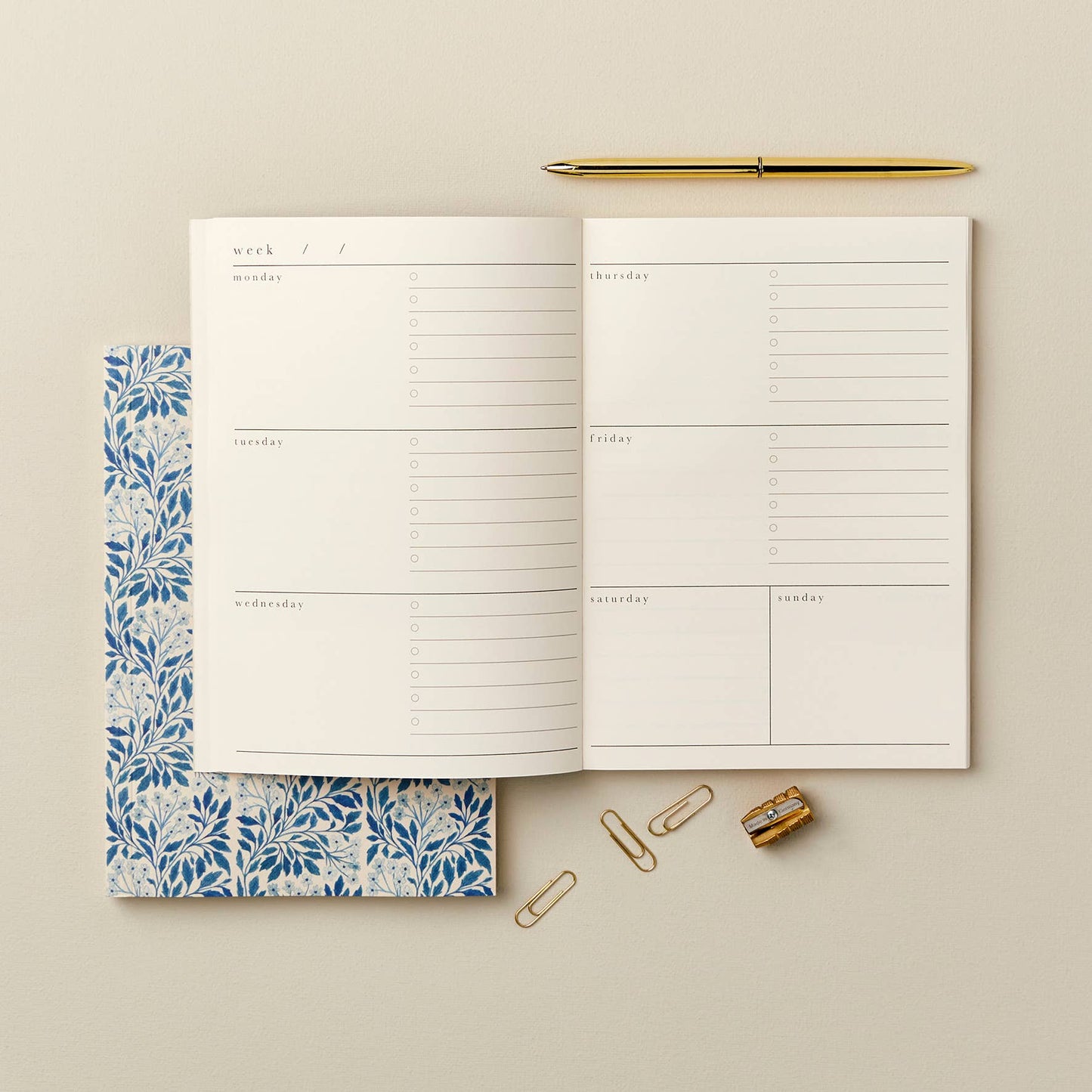 Blue Flora Weekly Planner