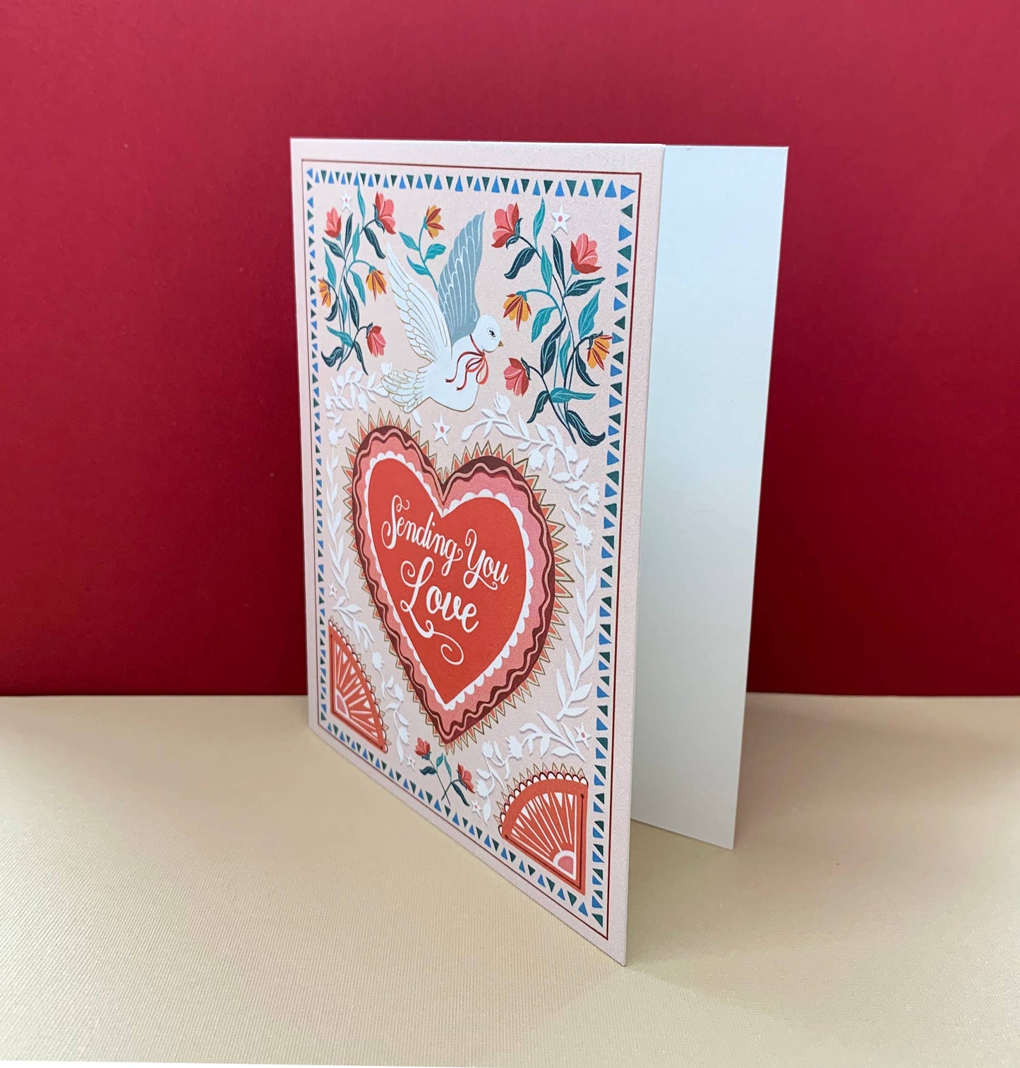 Folk Dove Valentine Card | Stationery | Love Greeting Card