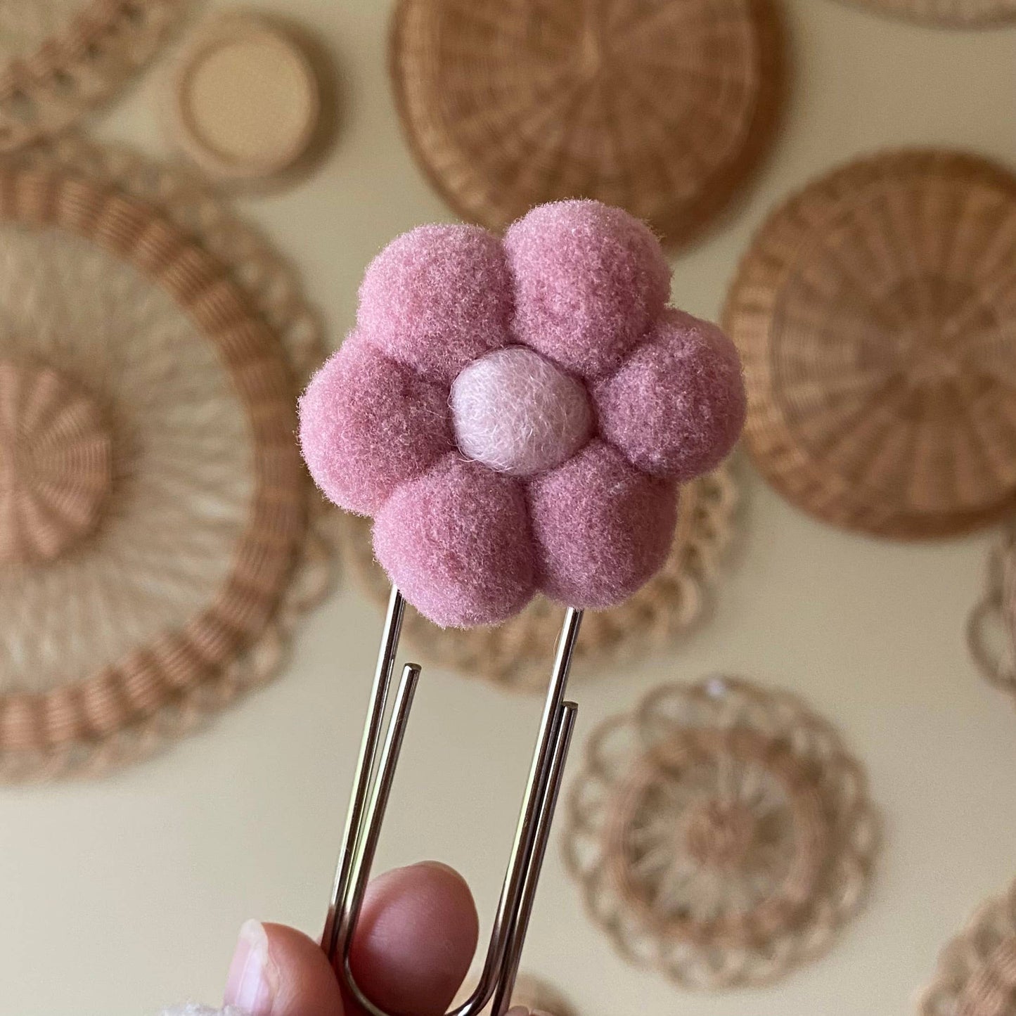 Flower Bookmark/ Oversized Paper Clip/ Pompom & Felt Flower : Sunflower