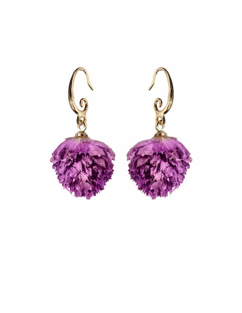 Clover Flower Hoop Earrings: Pink