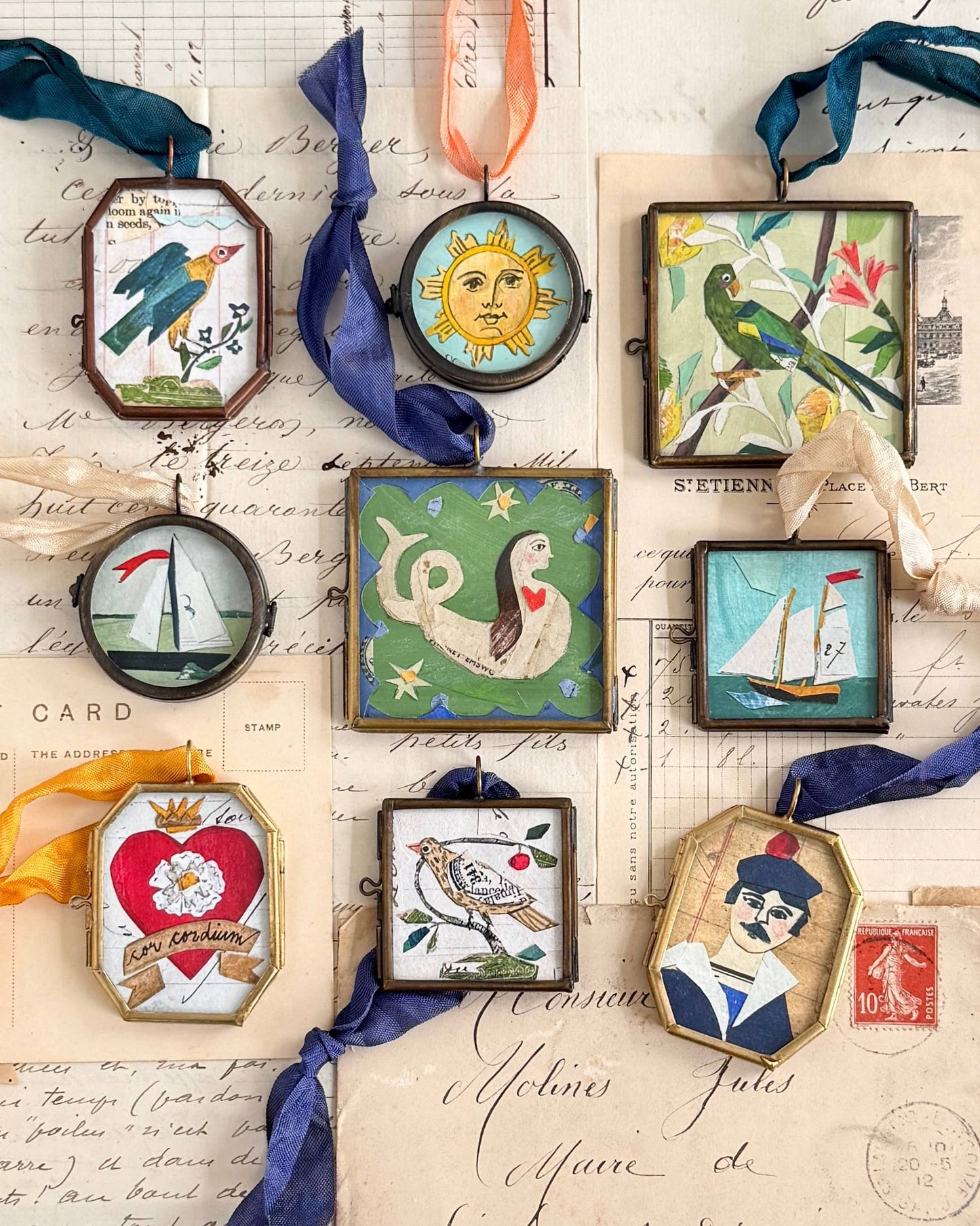 Salty Sailor ~ Art Locket Ornament Nautical Handmade