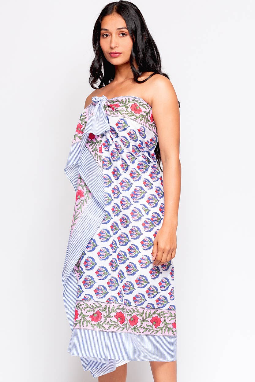 Sunanda Block Print Sarongs : Indigo & White