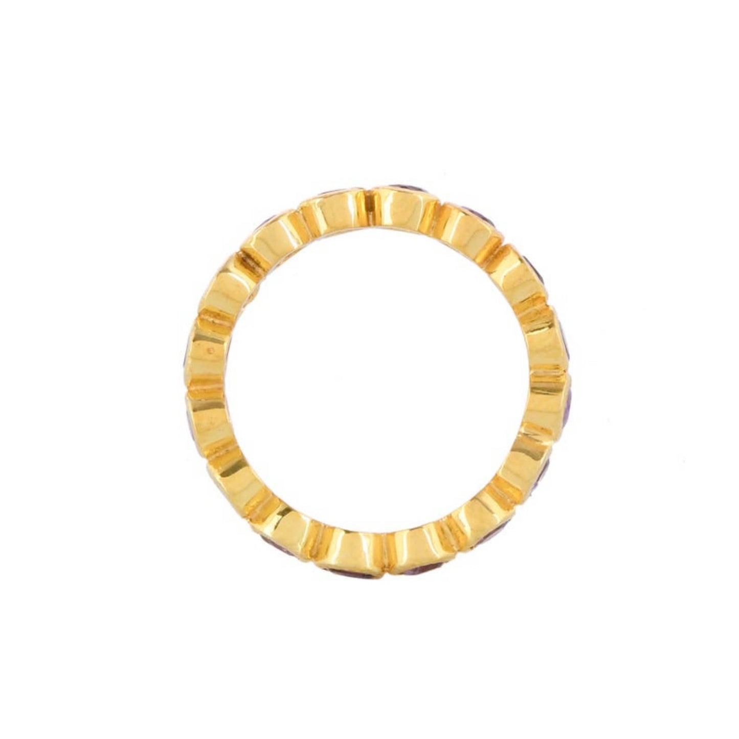 Pink Tourmaline Ruby Gold Plated Band Ring