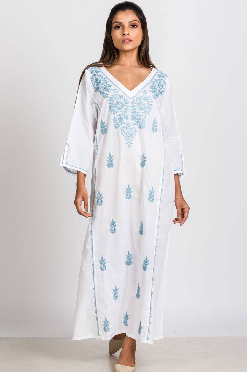 Parama Embroidered Caftans: Navy