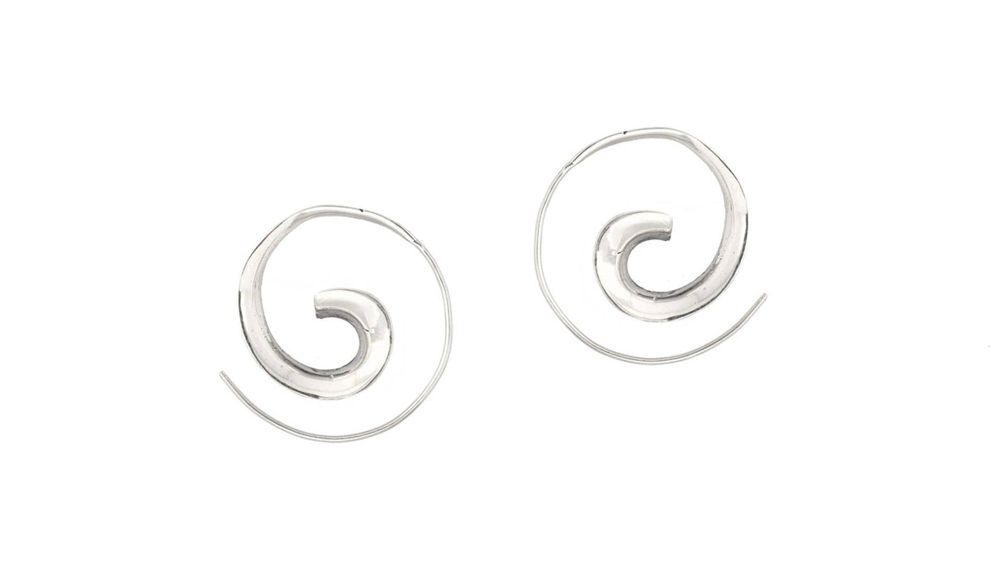 Thick Tribal Silver-Plated Earrings: Pack of 2