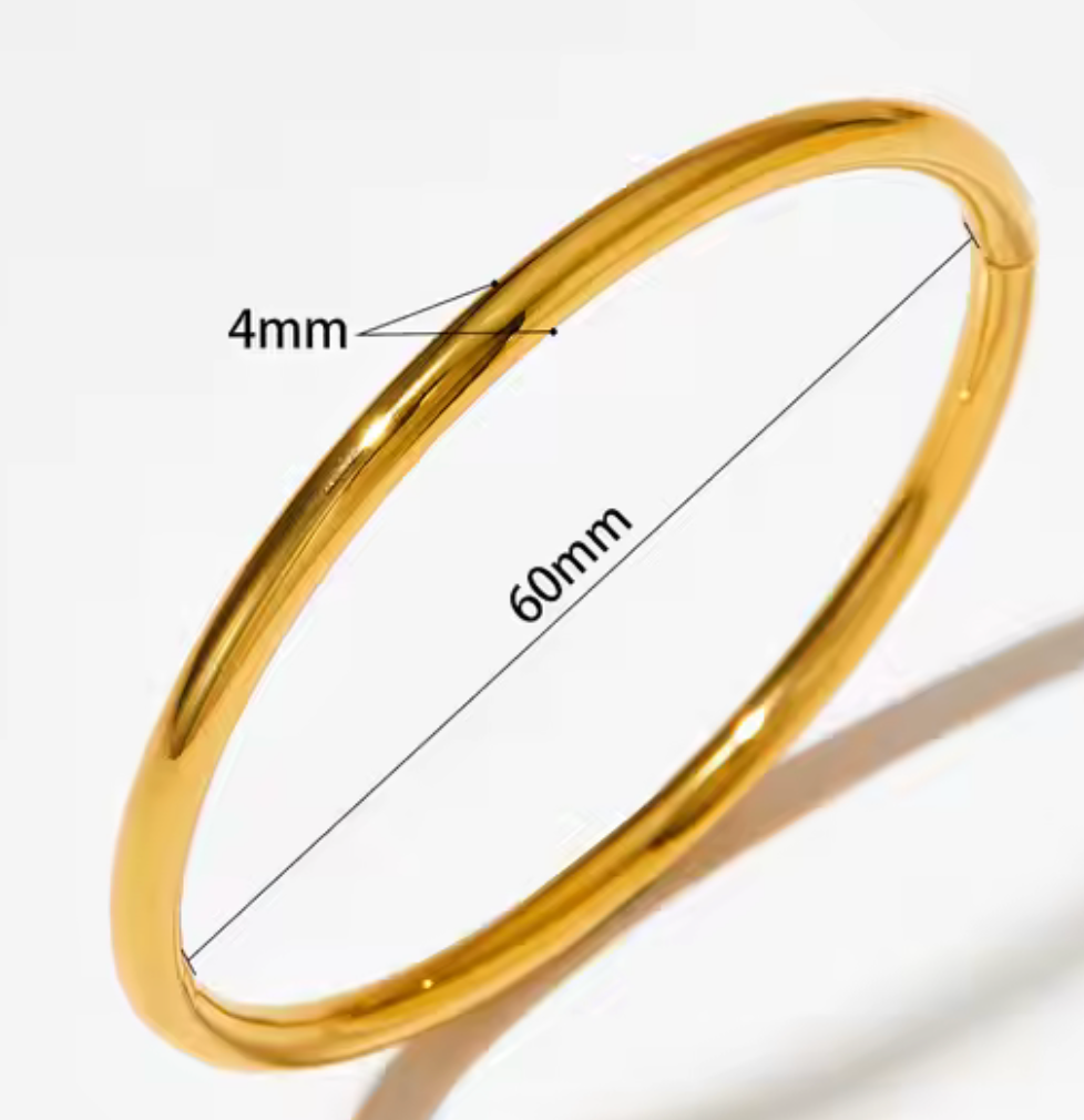 Sofia-Hinge Bangle 14K Gold Stainless Steel Waterproof: Yellow Gold