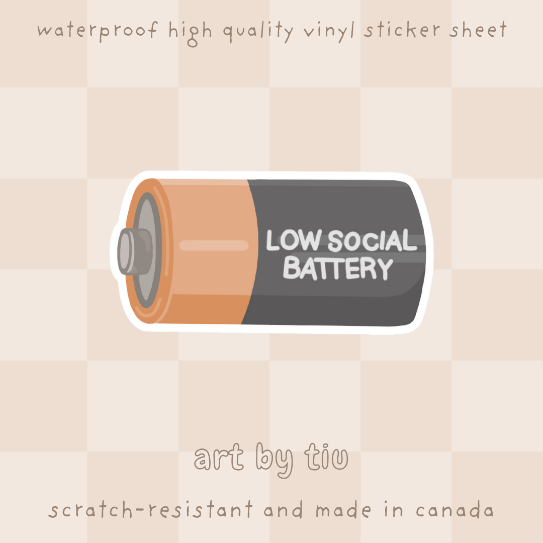 Low Social Battery Sticker
