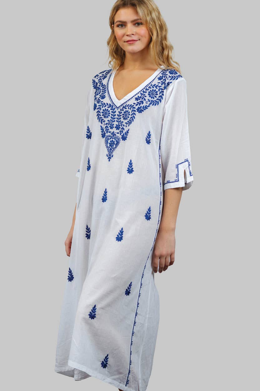 Parama Embroidered Caftans: Navy