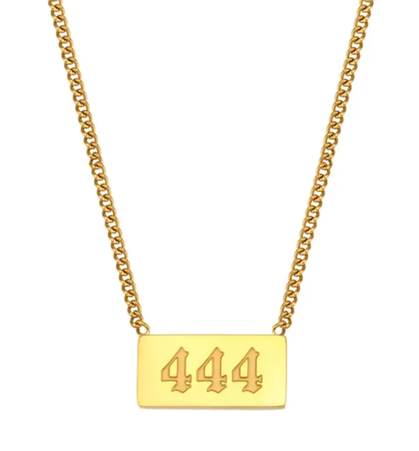 444 Angel Number Talisman Layering Necklace waterproof: 444