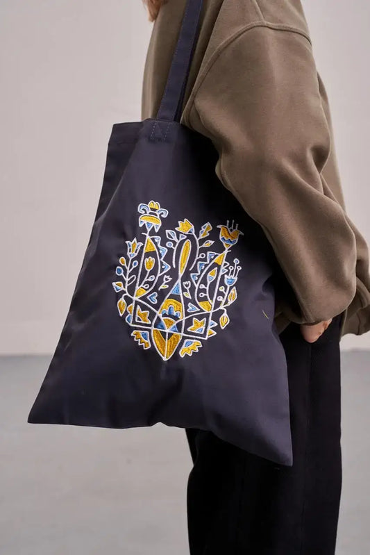 Cotton Embroidered Eco Shoulder Shopping Bag  - Emblem
