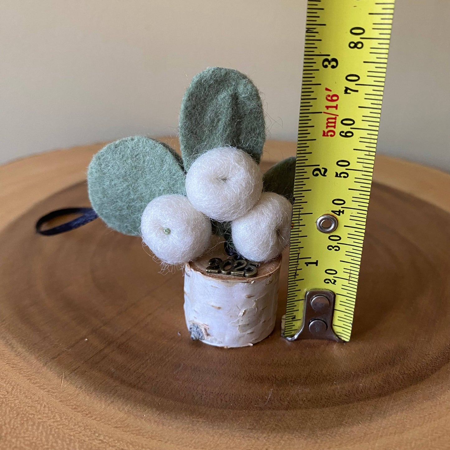 Holiday Holly or Mistletoe Felt Berry & Leaf Ornament: Mistletoe (white berries)
