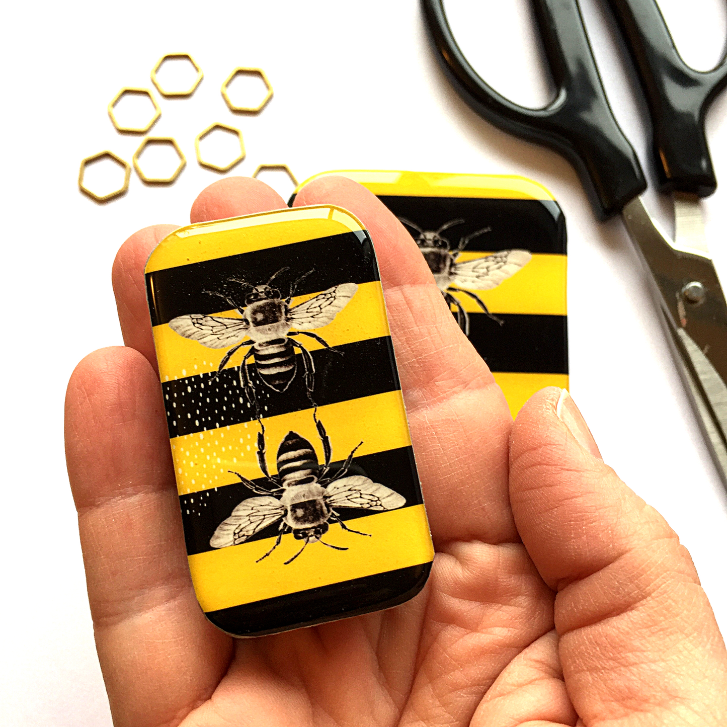 Large Bee Tin, Bee Notions Tin